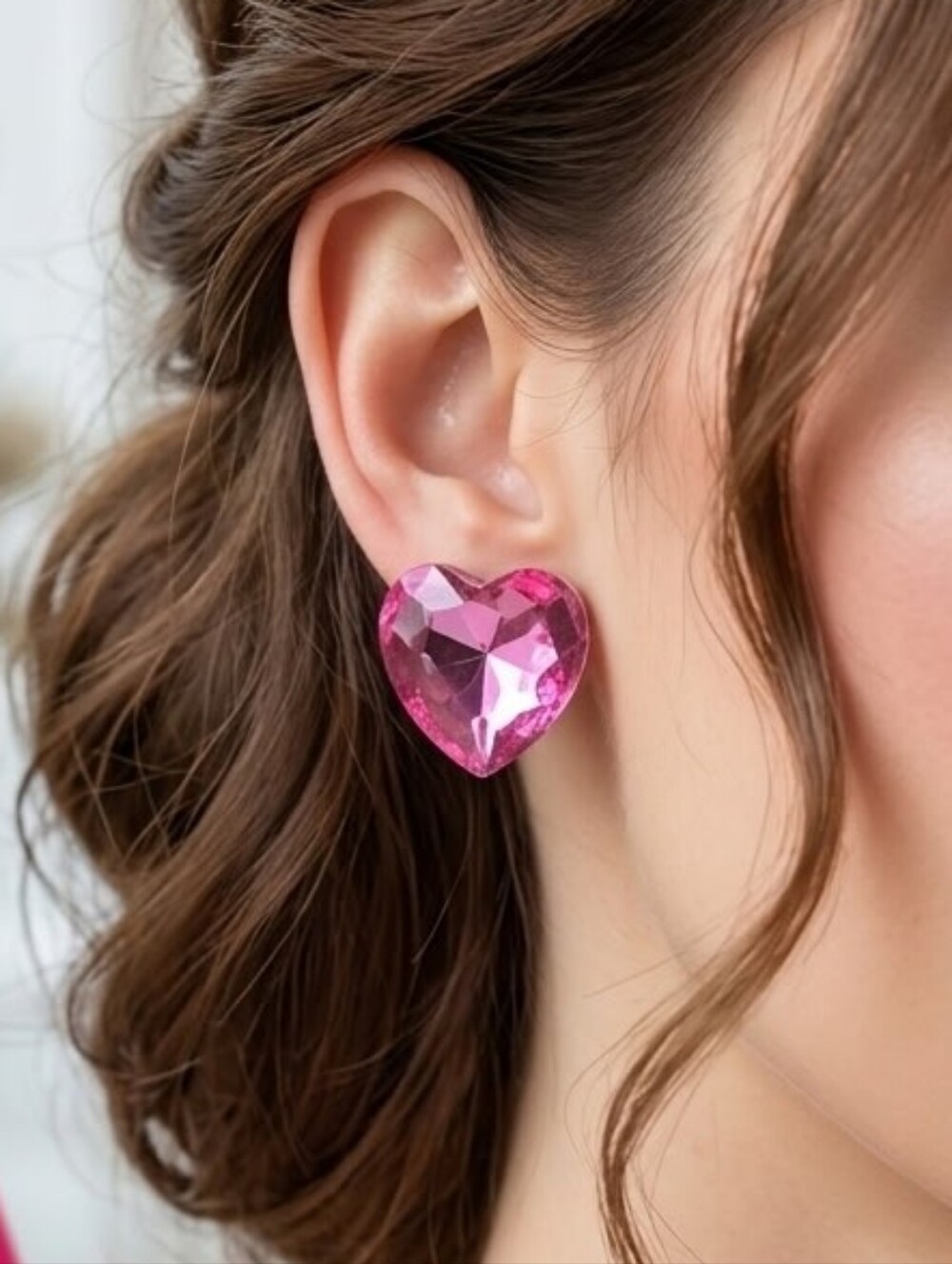 Pink Heart XL Earrings NWT